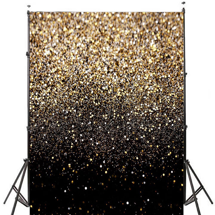 5x7FT Gradual Change Glitter Black Gold Dots Photography Backdrop Studio Prop Background - MRSLM