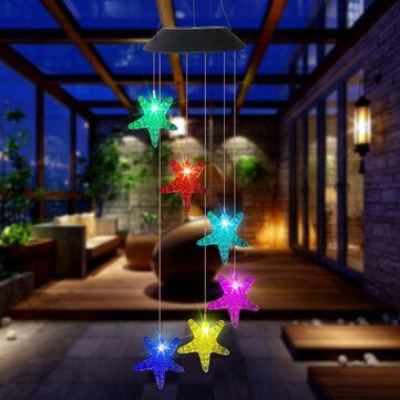 Outdoor LED Solar Powered Wind Chime Light Color Changing Waterproof Yard Garden Lamp Decor - MRSLM