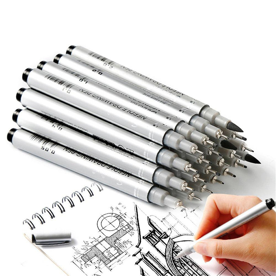 Superior MS-807A 10Pcs Waterproof Neddle Pen Precision Micro-Line Pens Black Micro-Pen Fineliner Ink Pen Waterproof Calligraphy Artist Illustration Anime Sketching Pen Set - MRSLM