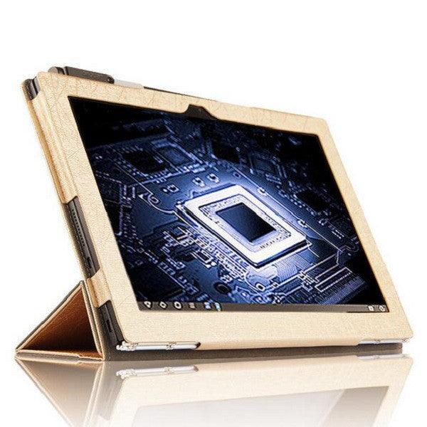 PU Leather Folding Stand Case Cover for Lenovo Yoga Book Tablet (Gold) - MRSLM