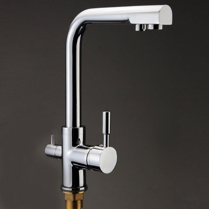 Dual Lever Kitchen 3 Way Water Filter Mixer Tap Sink Flow Modern Flexible Chrome Faucet - MRSLM