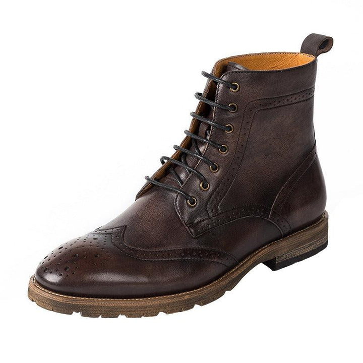 First Layer Cowhide Men's High-top Leather Boots Men's British Brock Martin Boots - MRSLM