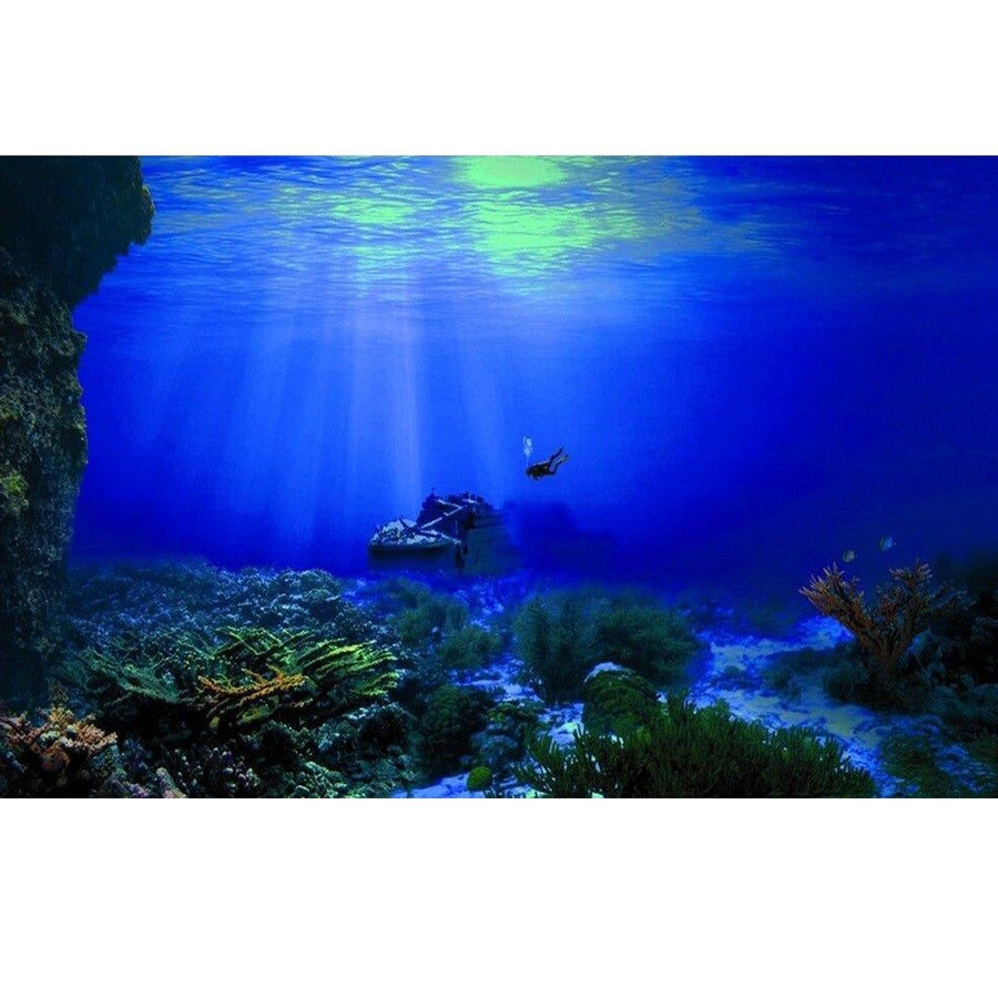 Underwater World Aquarium Background Fish Tank Decorations Picture Adhesive Poster Home Office Decor - MRSLM