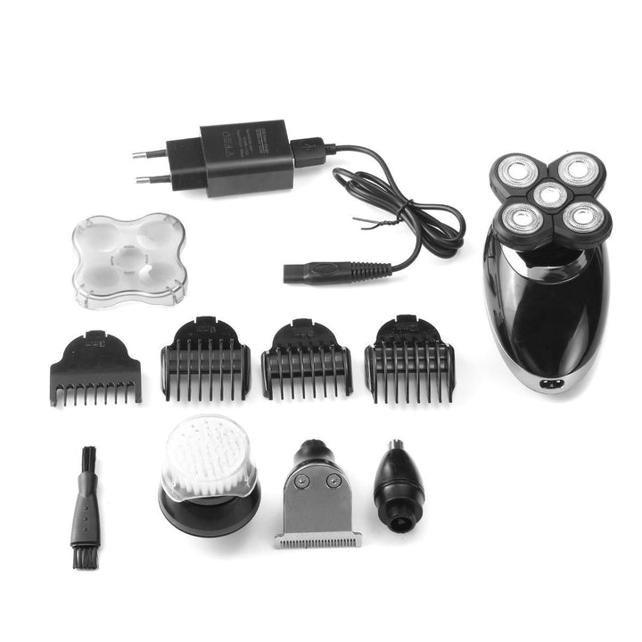 4 in 1 5 Head Rechargeable Electric Razor Shaver Cordless Waterproof Beard Bald Head Hair Trimmer - MRSLM