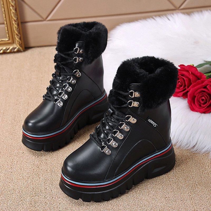 Casual Thick Soled Round Toe Women's Autumn And Winter Boots - MRSLM