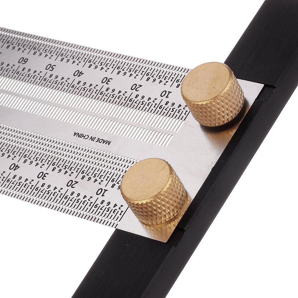 Drillpro 200mm Stainless Steel Precision Marking T Ruler Hole Positioning Measuring Ruler Woodworking Scriber Scribing Tool - MRSLM