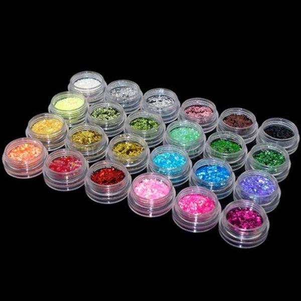 24 Colors Nail Art Acrylic Glitter Powder Dust Tips Body Face Decoration Tool - MRSLM