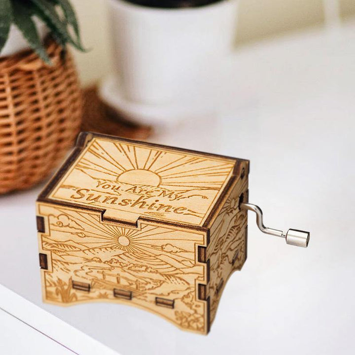 ♫ YOU ARE MY SUNSHINE ♫ Hand Cranked Operated Wood Music Wooden Box Kids Gift - MRSLM