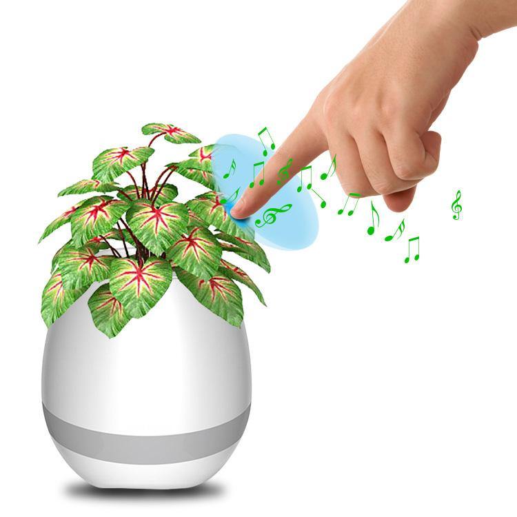 Honana FGP1 USB bluetooth Music Flower Pot Electrostatic Induction Night Light Flower Pot (white) - MRSLM