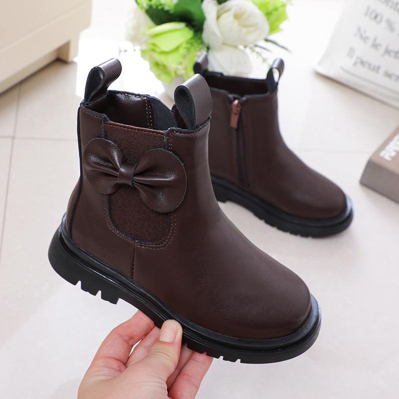 Korean Style Mid-tube Boots British Style Faux Leather