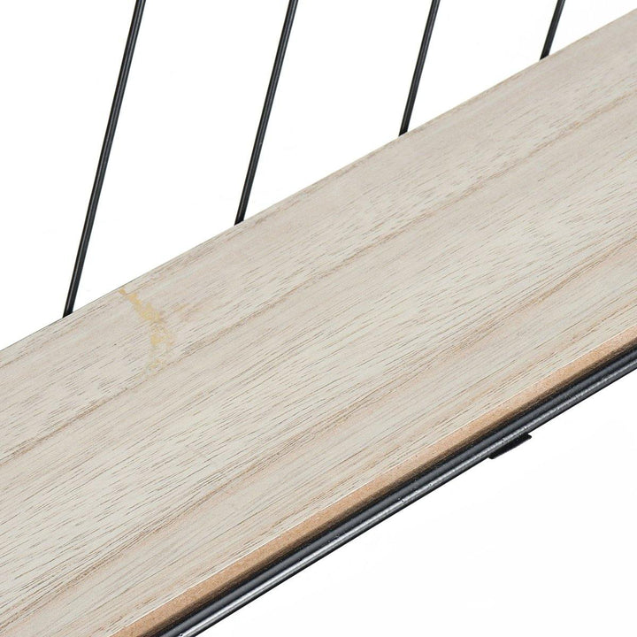 Wall Mounted Wire Metal Shelf Unit Floating Shelves Wood Rack Display - MRSLM