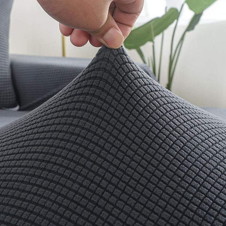 Grey Stretch Elastic Sofa Cover Solid Non Slip Soft Slipcover Washable Couch Furniture Protector for Living Room - MRSLM