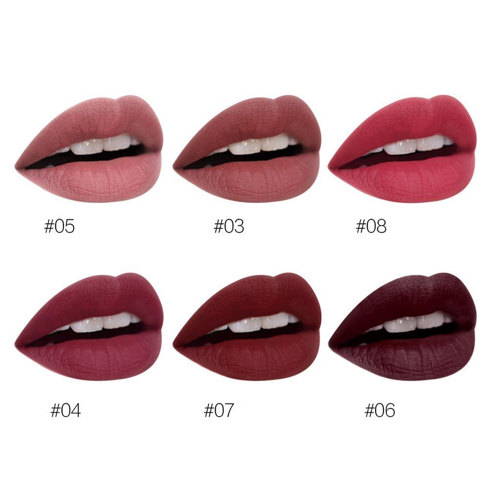 6 Colors Matte Velvet Lip Gloss Liquid Lipstick Non Sticky - MRSLM