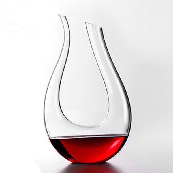 1200ml Luxurious Crystal Glass U-shaped Horn Wine Decanter Wine Pourer Red Wine Carafe Aerator - MRSLM
