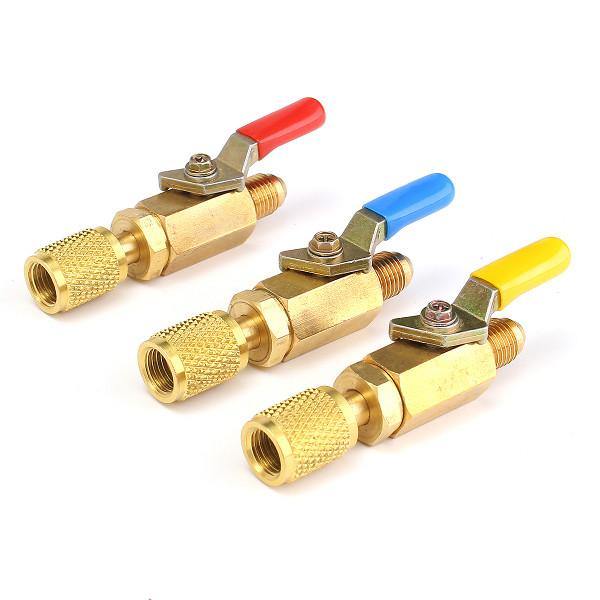 Brass Straight Ball Valves 1/4Inch SAE 800PSI Fittings For AC Hoses R410a - MRSLM