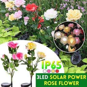 Solar Powered Artificial Rose Flower LED Lawn Light Outdoor Courtyard Garden Decoration - MRSLM