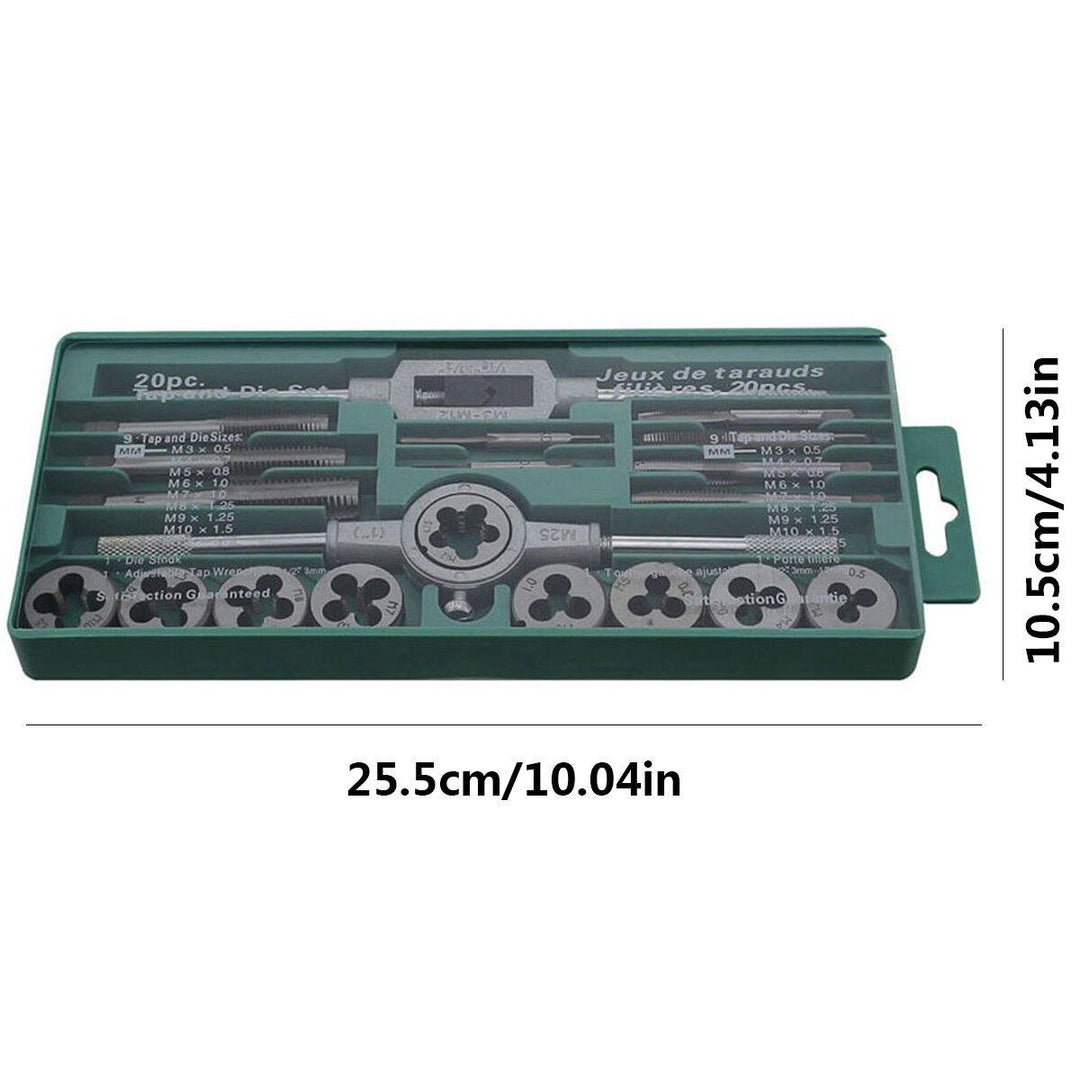 20Pcs M3-M12 Screw Thread Metric Plugs Taps Tap Wrench Die Wrench Set - MRSLM