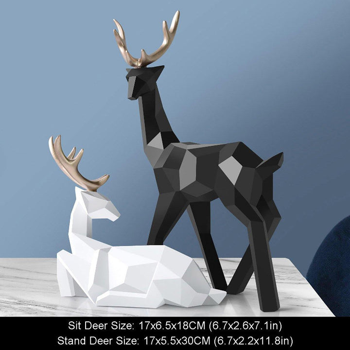 Geometry Deer Reindeer Craft Home Party Decor Xmas Elk Resin Ornaments - MRSLM