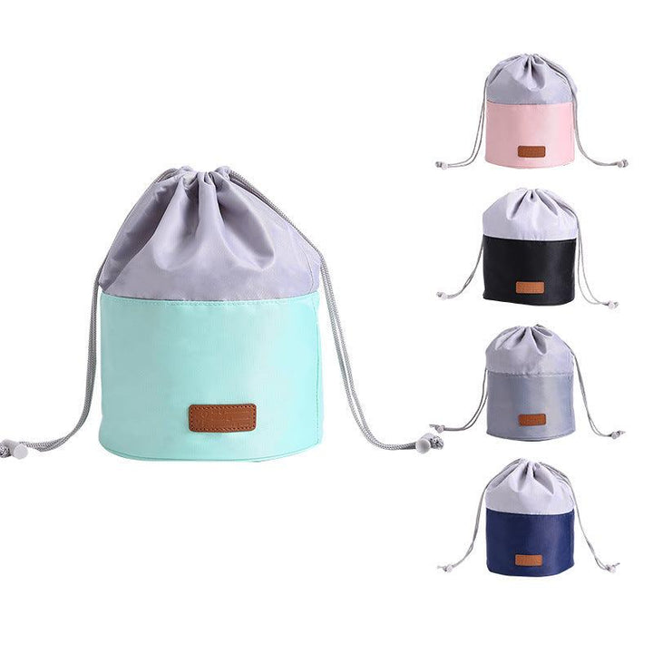 Cylinder Drawstring Cosmetic Bag Large Capacity Storage Case Lazy Beam Mouth Travel Cosmetic Organizer Wash Bag - MRSLM