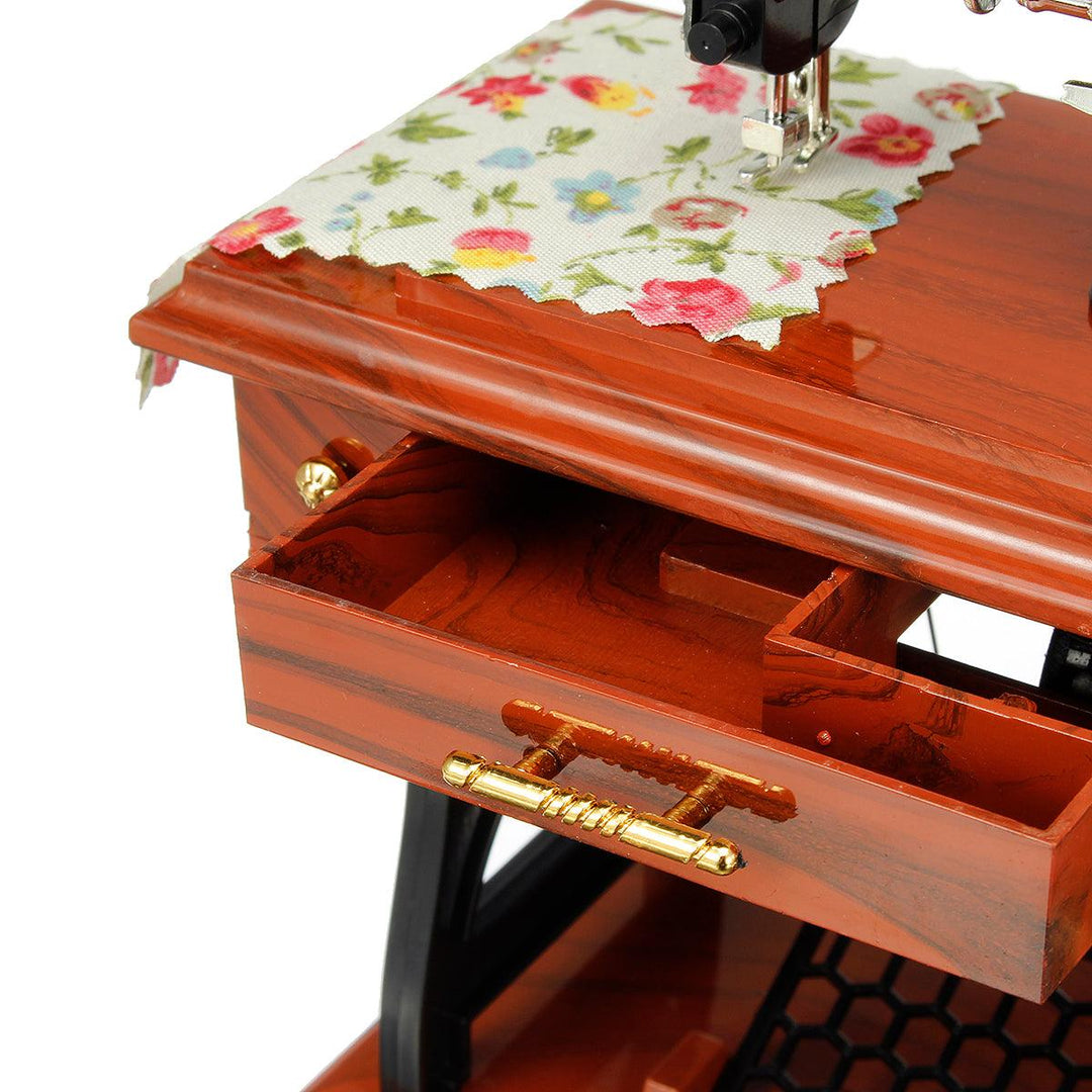 Retro Vintage Music Box Mini Sewing Machine Birthday Kids Gift Table Desk Decor - MRSLM