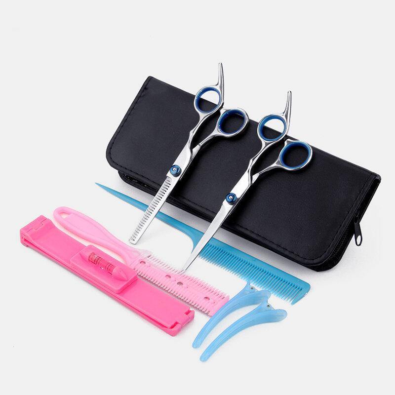 Hair Cutting Thinning Scissors Barbers Shear Comb Hairclip Hairdressing Set Sharp Blade, Fast Cutting, Easy to Use - MRSLM
