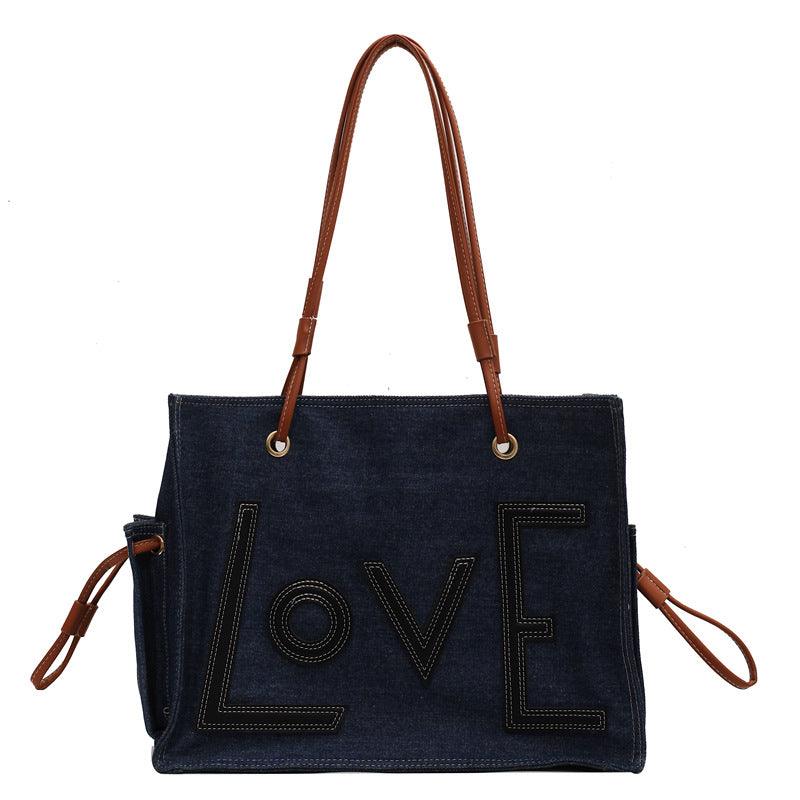 simple letters one-shoulder bucket bag, view 3 - MRSLM