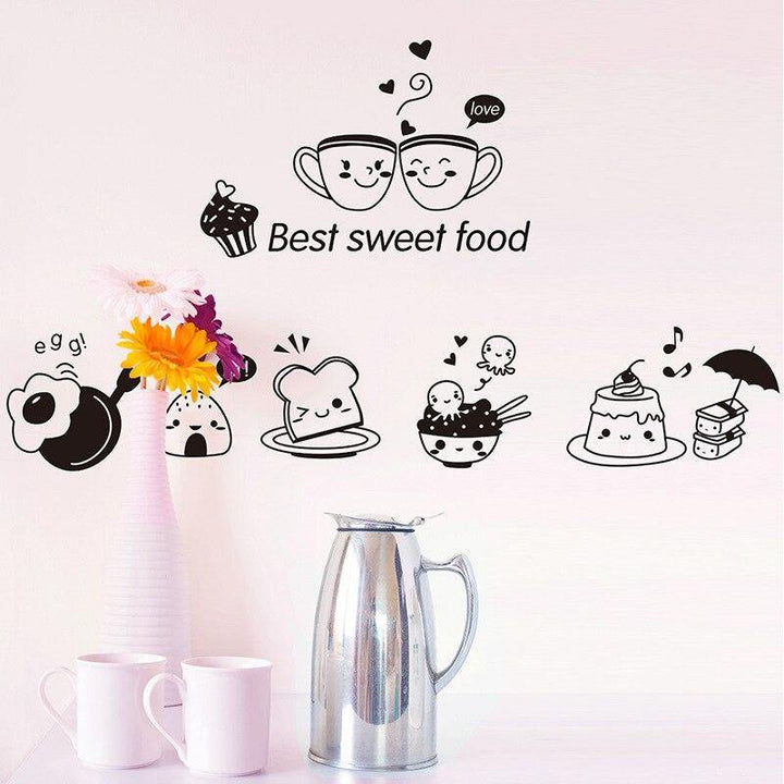 Kitchen Wall Stickers Coffee Sweet Food DIY Wall Art Decal Decoration Oven Dining Hall Wallpapers PVC Wall Decals/Adhesive - MRSLM