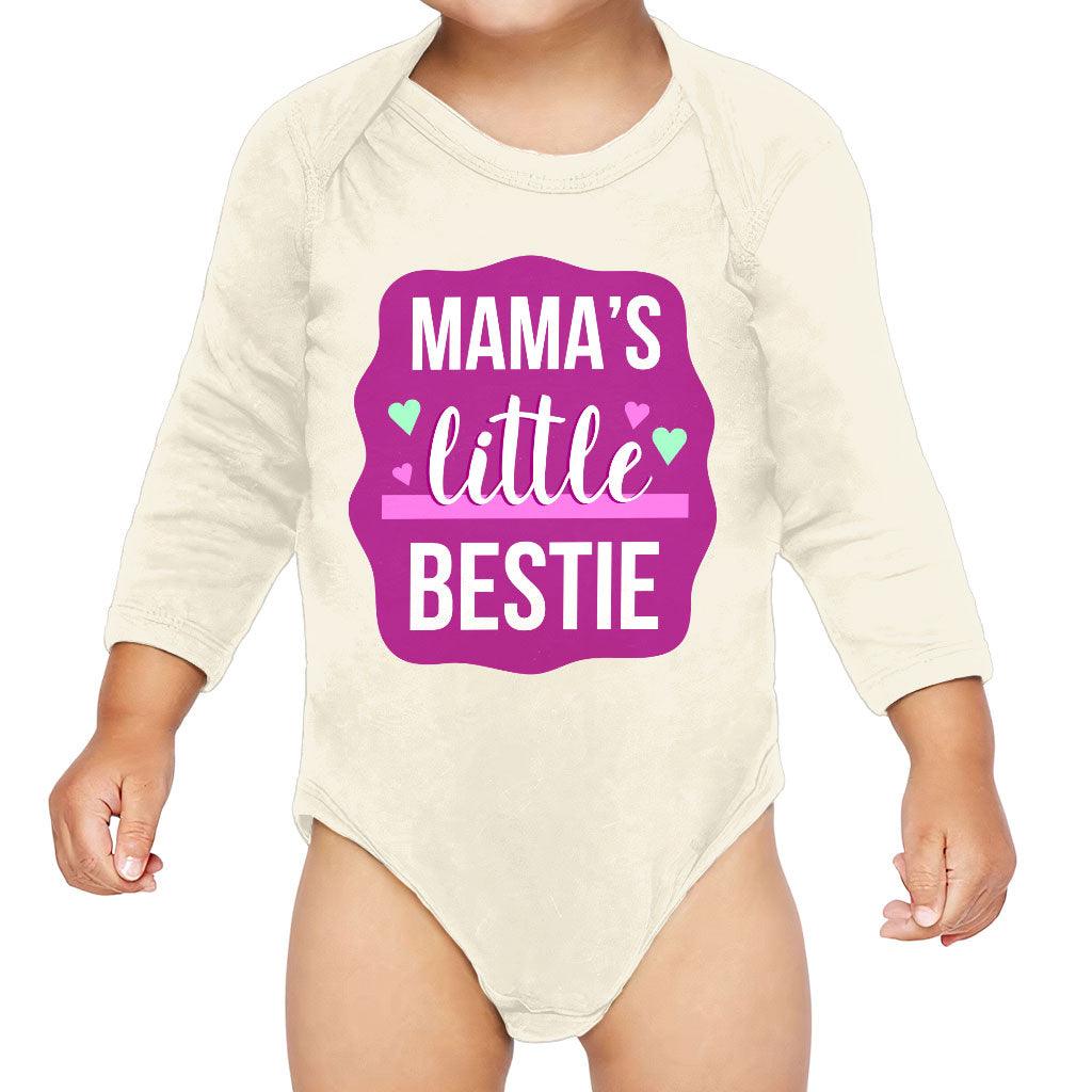 Mama's Bestie Baby Long Sleeve Onesie - Trendy Baby Long Sleeve Bodysuit - Graphic Baby One-Piece - MRSLM