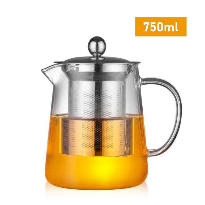 Glass Teapot Heat Resistant Clear Jug With Infuser Coffee Tea Pot 450/550/750ML - MRSLM
