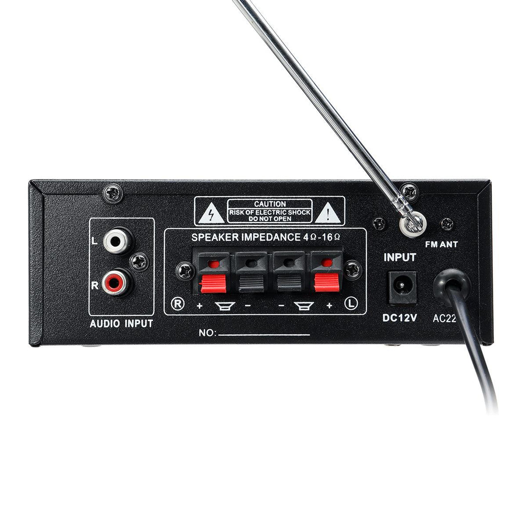 BT-118 bluetooth 2x10W Bass HIFI Lossless Amplifier 220V EU With Remote Control Support FM Memory Card USB Microphone - MRSLM