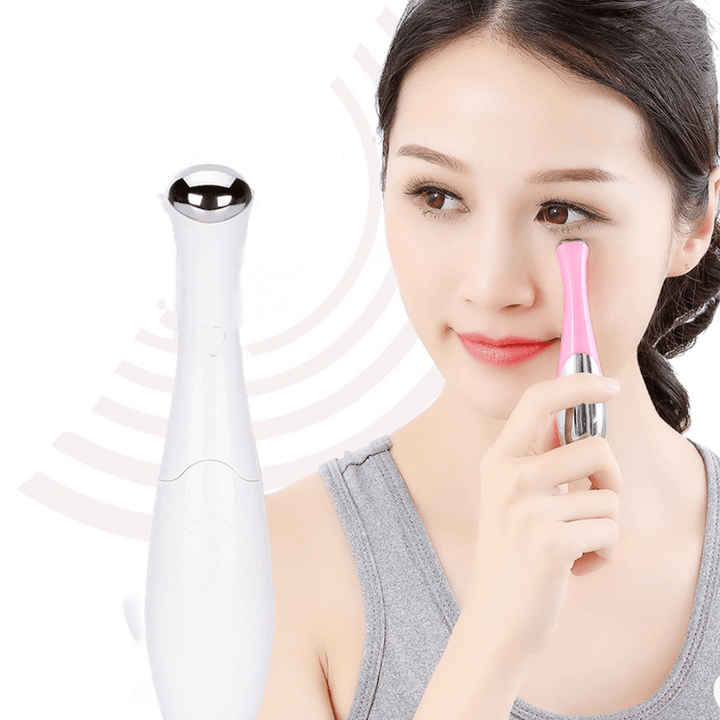 Mini Portable Electric Eye Massage Pen Device Dark Circle Facials Vibration Thin Face Magic Stick Anti Bag Pouch & Wrinkle - MRSLM