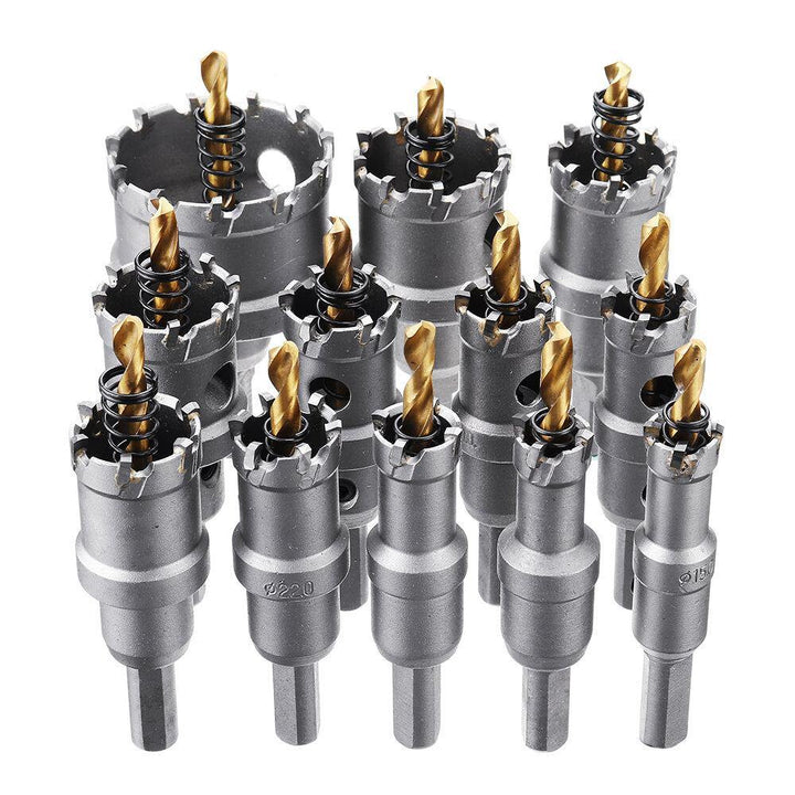 12pcs 15mm-50mm Upgrade M35 Titanium Coated Hole Saw Cutter Hole Opener for Stainless Steel Aluminum Alloy - MRSLM