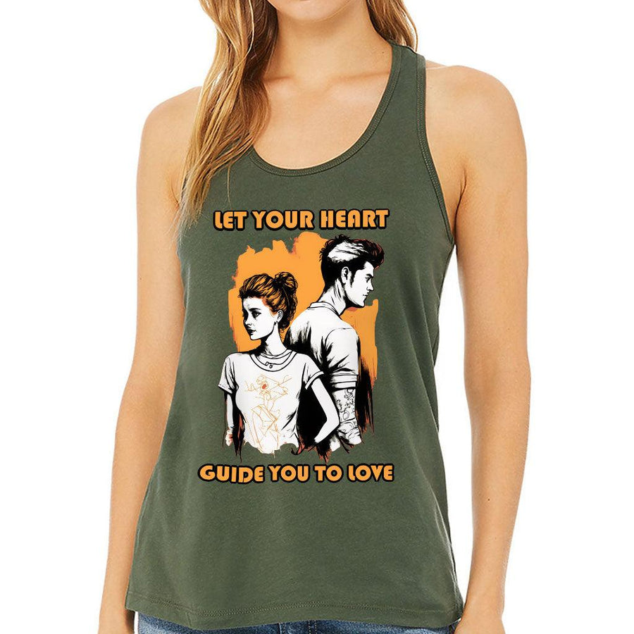 Let Your Heart Guide You Women's Racerback Tank - Love Couple Tank Top - Colorful Workout Tank - MRSLM