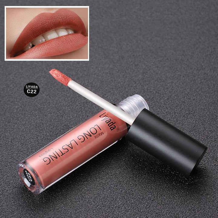 LIYADA Metallic Matte Lip Gloss Waterproof Cosmetics Liquid Lipstick Long-lasting Lips Makeup - MRSLM