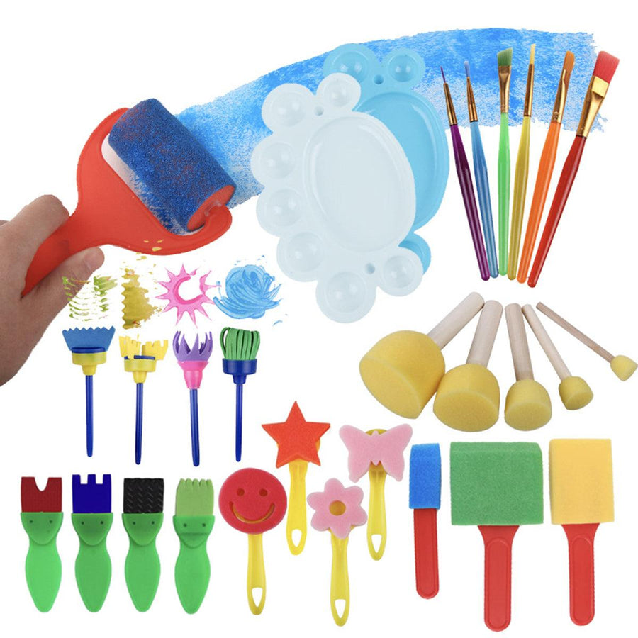 Drawing Funny Creative Toys DIY Graffiti Art Supplies Brushes Seal Painting Tool Montessori Rubber Stamping Painting Brushes (Sketch set 29 pieces) - MRSLM