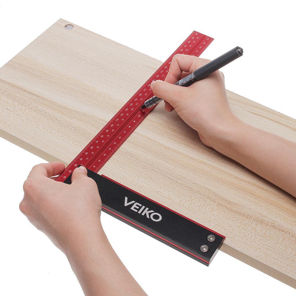 VEIKO Signature Precision Square 300mm Guaranteed T Speed Measurements Ruler for Measuring and Marking Woodworking Carpenters Aluminum Alloy Framing Professional Carpentry Use - MRSLM