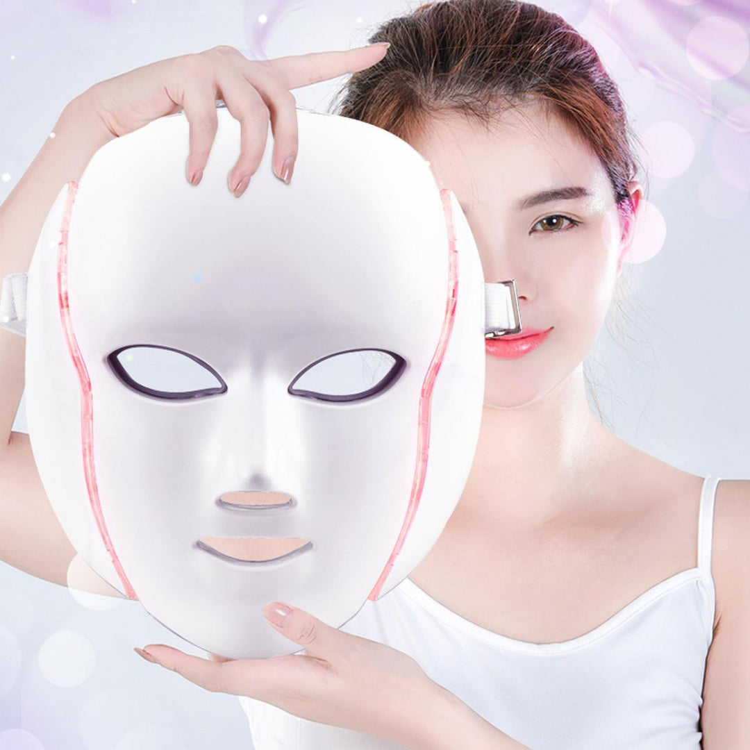 7 Colors LED Light Photon Face Neck Mask Rejuvenation Skin Therapy Skin Wrinkles - MRSLM