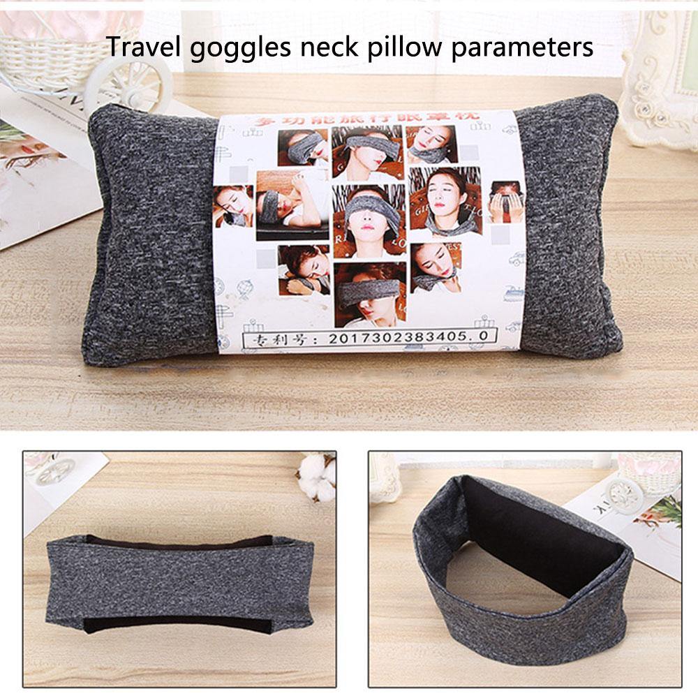 Goggles Neck Support Pillow Portable Travel Compact Pillow And Eye Mask 2 in 1-soft For Airplane Napping Trip Supplies Customized Sleep Positions - MRSLM
