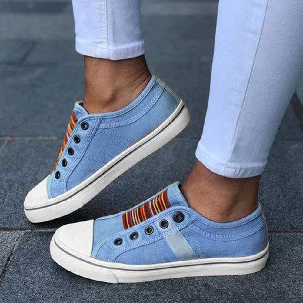 Women Plus Size Elastic Band Slip On Round Toe Casual Daily Loafers - MRSLM