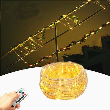 Battery Powered 8 Modes Waterproof 10M Warm White 100LED Tube String Light With Infrared Remote Control - MRSLM