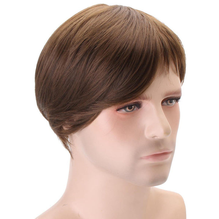Claybank Men Short Straight Hair Natural Looking Wig - MRSLM