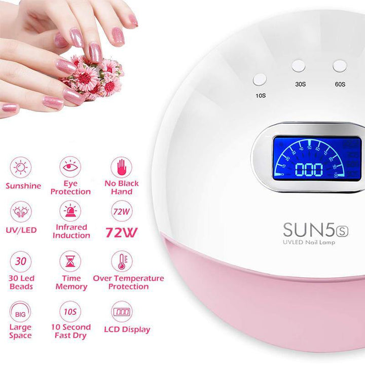 72W UV Lamp Nail Lamp For Manicure Nail Dryer For All Gels Polish With Automatic Sensor Smart Temperature Control Eu Plug - MRSLM