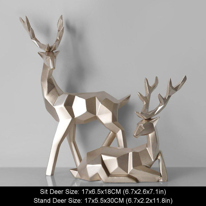 Geometry Deer Reindeer Craft Home Party Decor Xmas Elk Resin Ornaments - MRSLM