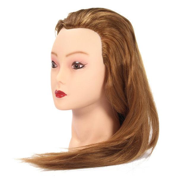 Golden Long Straight Hair Training Head Cutting Practice Mannequin Clamp Holder Hairdressing Braidin - MRSLM