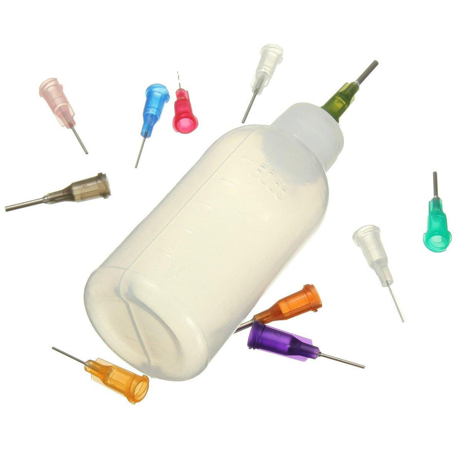 50ml Empty E-liquid Plastic Rosin Flux Alcohol Bottles For Dispenser Rosin Solder Flux Paste +330 Needles - MRSLM