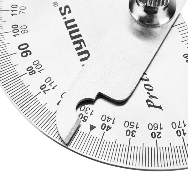 Wynns W0262A 90X150MM 180 Degree Stainless Steel Protractor Round Angle Ruler Tool - MRSLM