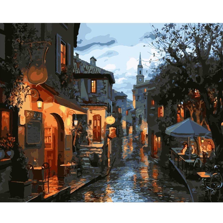 Oil Painting By Number Kit Old Town Scenery Painting DIY Acrylic Pigment Painting By Numbers Set Hand Craft Art Supplies Home Office Decor - MRSLM