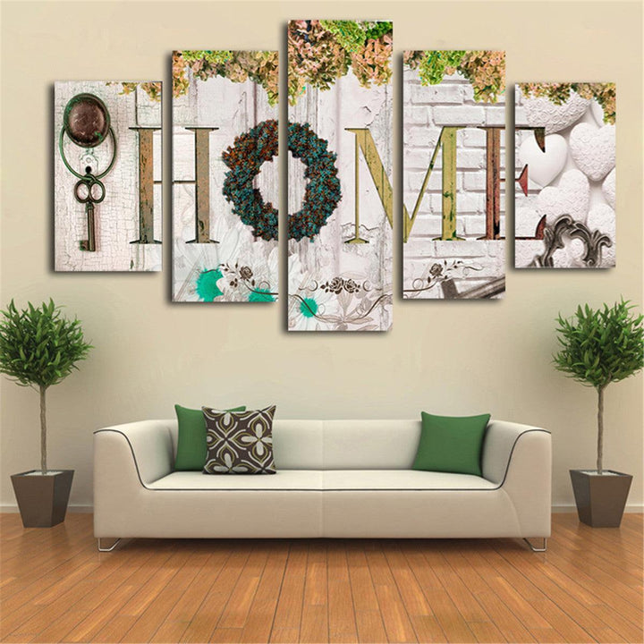 Canvas Print Painting Wall Decor Letter HOME Wall Hanging Decorative Art Pictures Frameless for Home Office - MRSLM