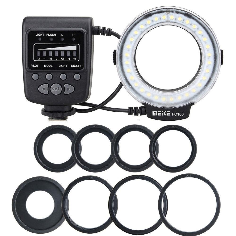 Meike FC-100 Manual LED Macro Ring Flash Video Light for Canon for Nikon Digital DSLR Camera - MRSLM