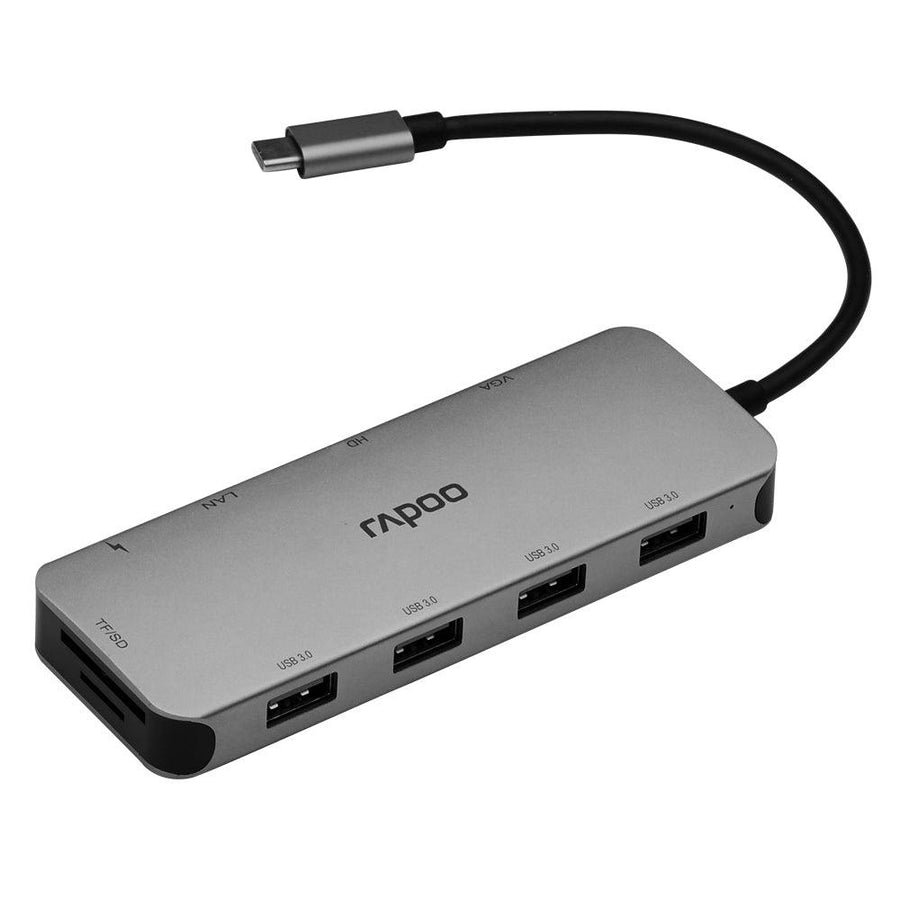 Rapoo XD200 10-port Docking Station Type-C USB3.0 Hub RJ45 Adapter HD Converter SD / TF Card Reader for Windows/Mac/Linux - MRSLM